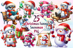 Funny Christmas Snowman Clipart Bundle 2 - CraftNest - Digital Crafting and Art