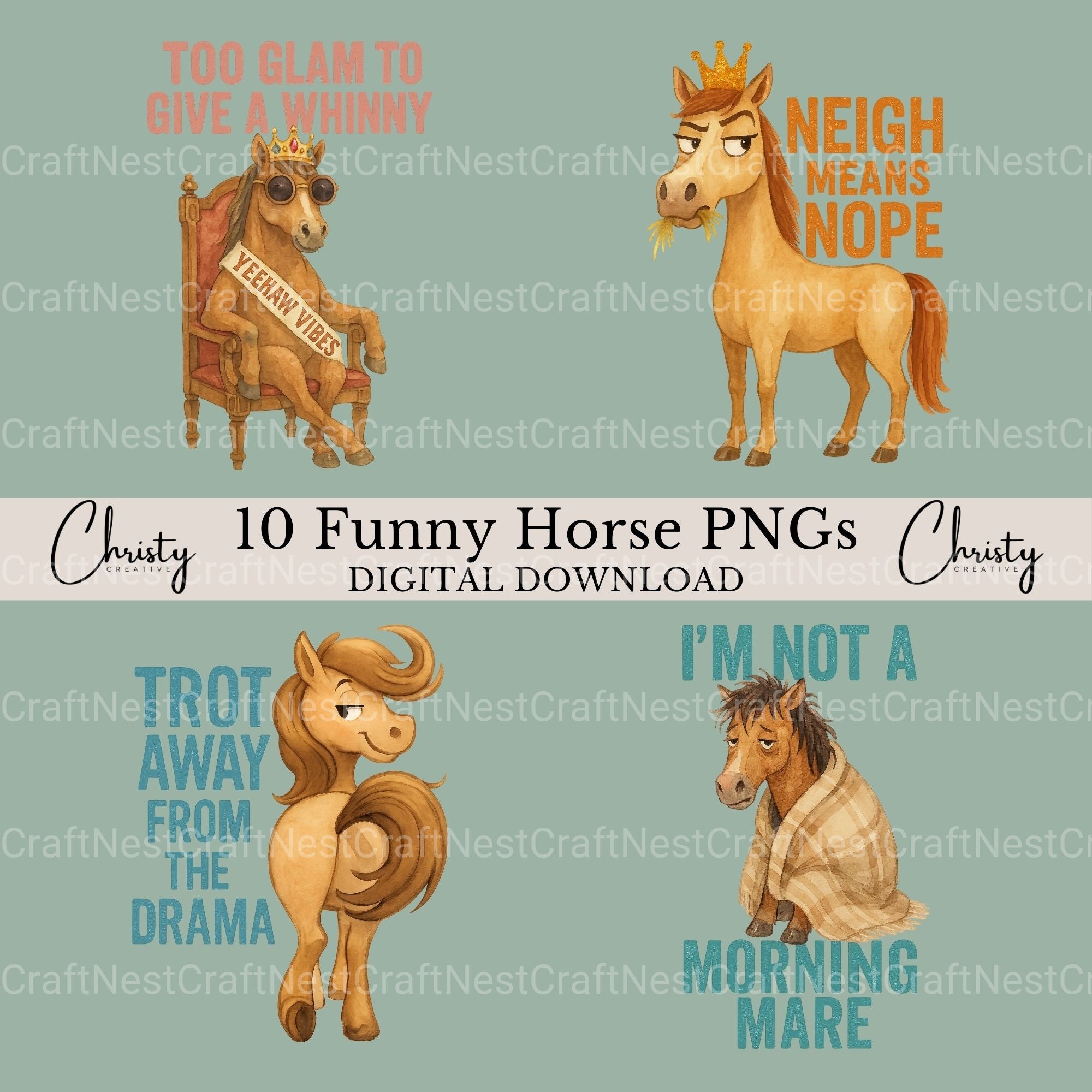 Funny Horse Quotes Clipart Bundle - CraftNest - Digital Crafting and Art