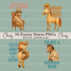 Funny Horse Quotes Clipart Bundle - CraftNest - Digital Crafting and Art