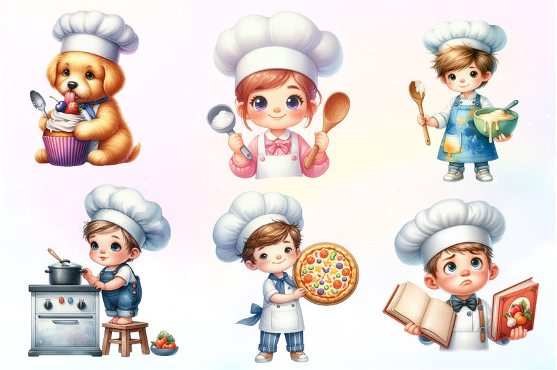 Cute Little Chef Cooking Clipart Bundle - CraftNest - Digital Crafting and Art