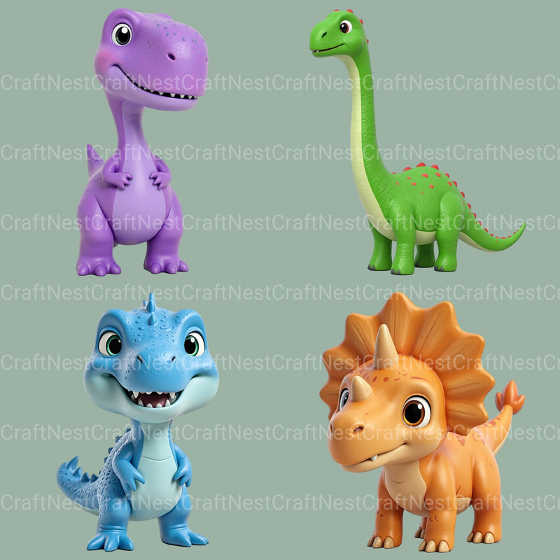3D Baby Dinos Clipart Bundle - CraftNest - Digital Crafting and Art