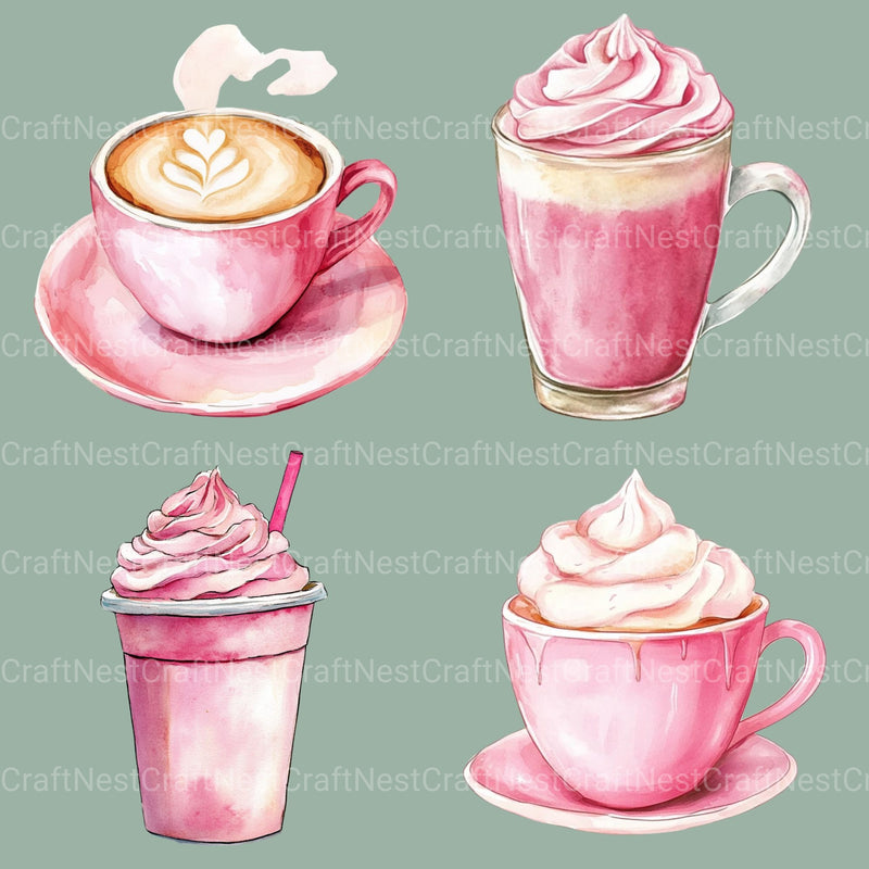 Coffee Pink 2 Clipart Bundle - CraftNest - Digital Crafting and Art