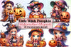 Cute Witch Pumpkin Clipart Bundle