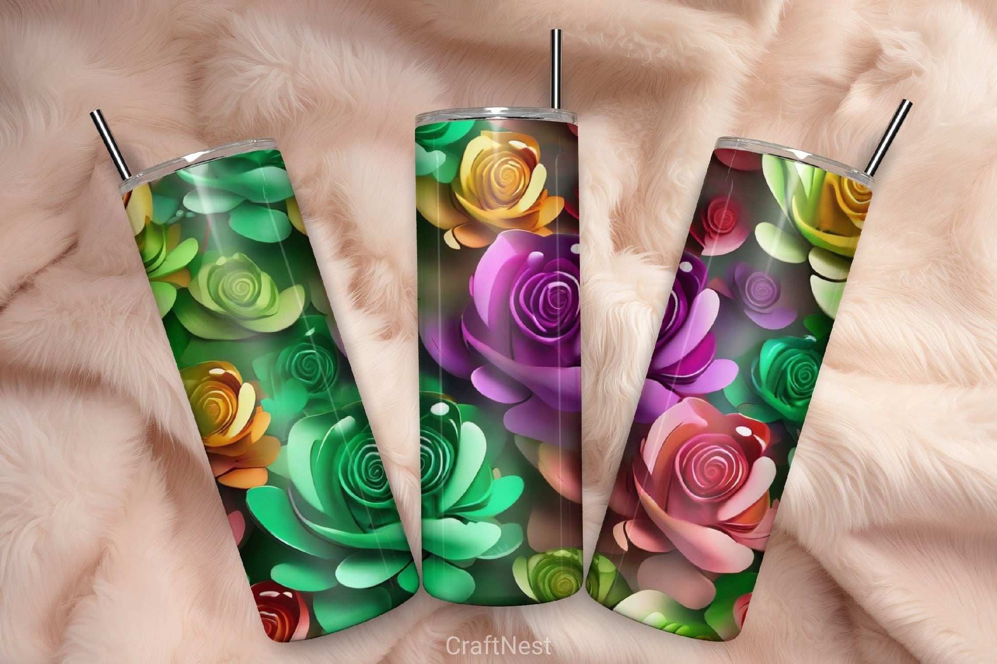 Flower Tumbler Wrap Bundle 32 - CraftNest - Digital Crafting and Art