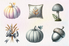 Silver Autumn Clipart Bundle - CraftNest - Digital Crafting and Art