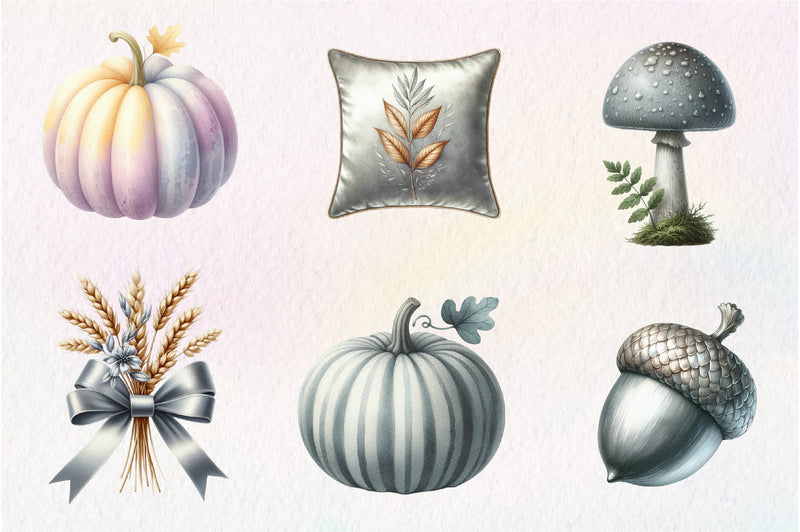 Silver Autumn Clipart Bundle - CraftNest - Digital Crafting and Art