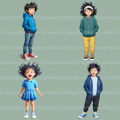 Quirky Kids Asian Clipart Bundle - CraftNest - Digital Crafting and Art