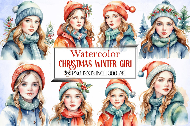 Christmas Winter Girl Clipart Bundle - CraftNest - Digital Crafting and Art