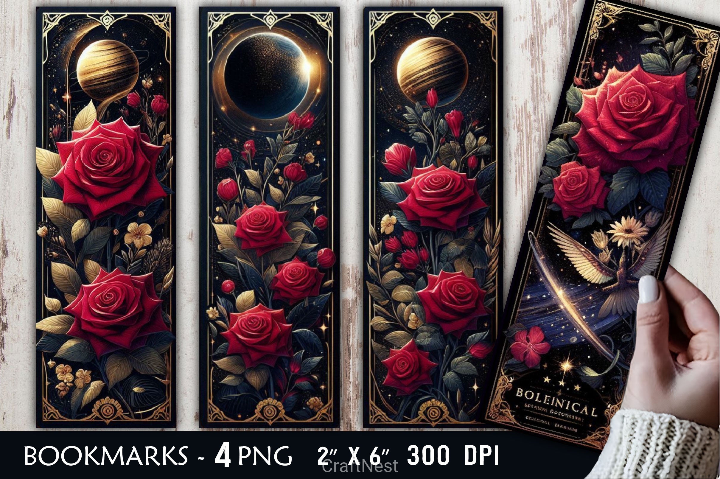 Red Rose Bookmarks Bookmark Junk Journal - CraftNest - Digital Crafting and Art