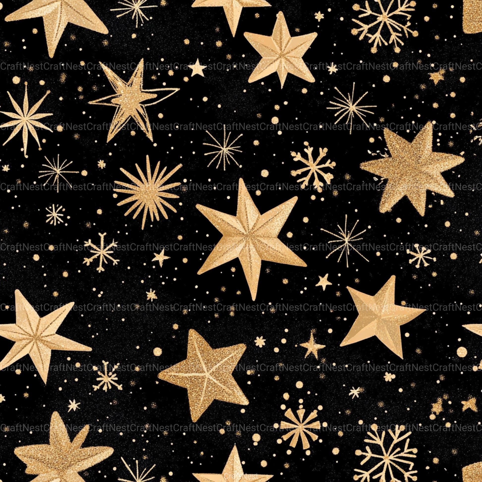 Stars & Snowflakes Winter Glitter Clipart Bundle - CraftNest - Digital Crafting and Art