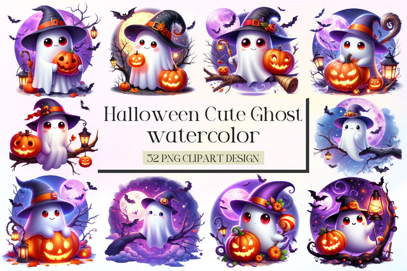 Cute Halloween Ghost Clipart Bundle 3 - CraftNest - Digital Crafting and Art