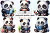 Panda Reading Book Clipart Bundle