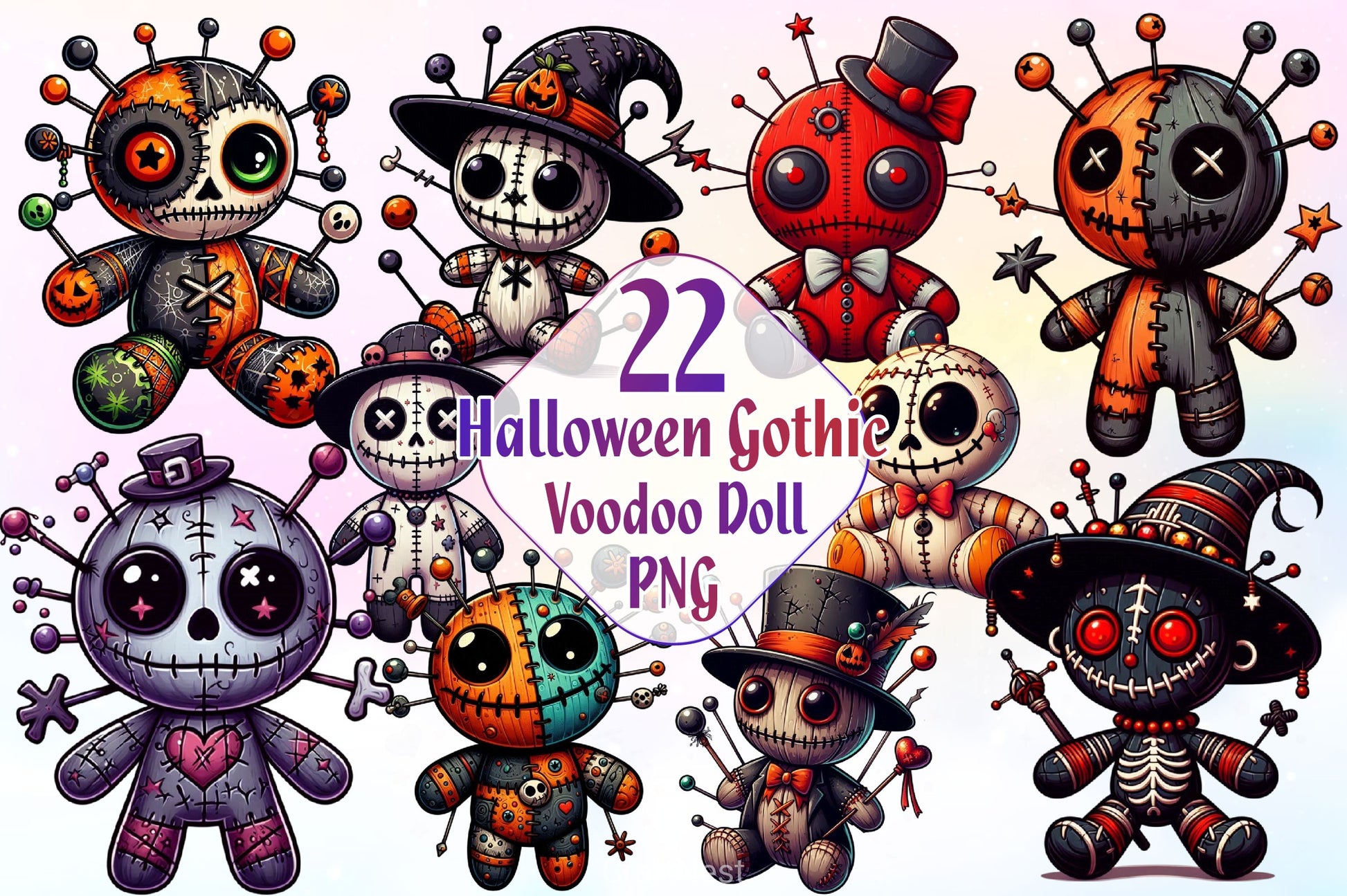 Halloween Gothic Voodoo Doll Clipart Bundle 6 - CraftNest - Digital Crafting and Art