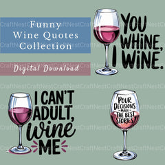 Wine Quotes Clipart Bundle - CraftNest - Digital Crafting and Art
