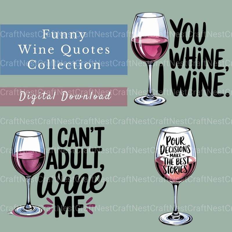 Wine Quotes Clipart Bundle - CraftNest - Digital Crafting and Art