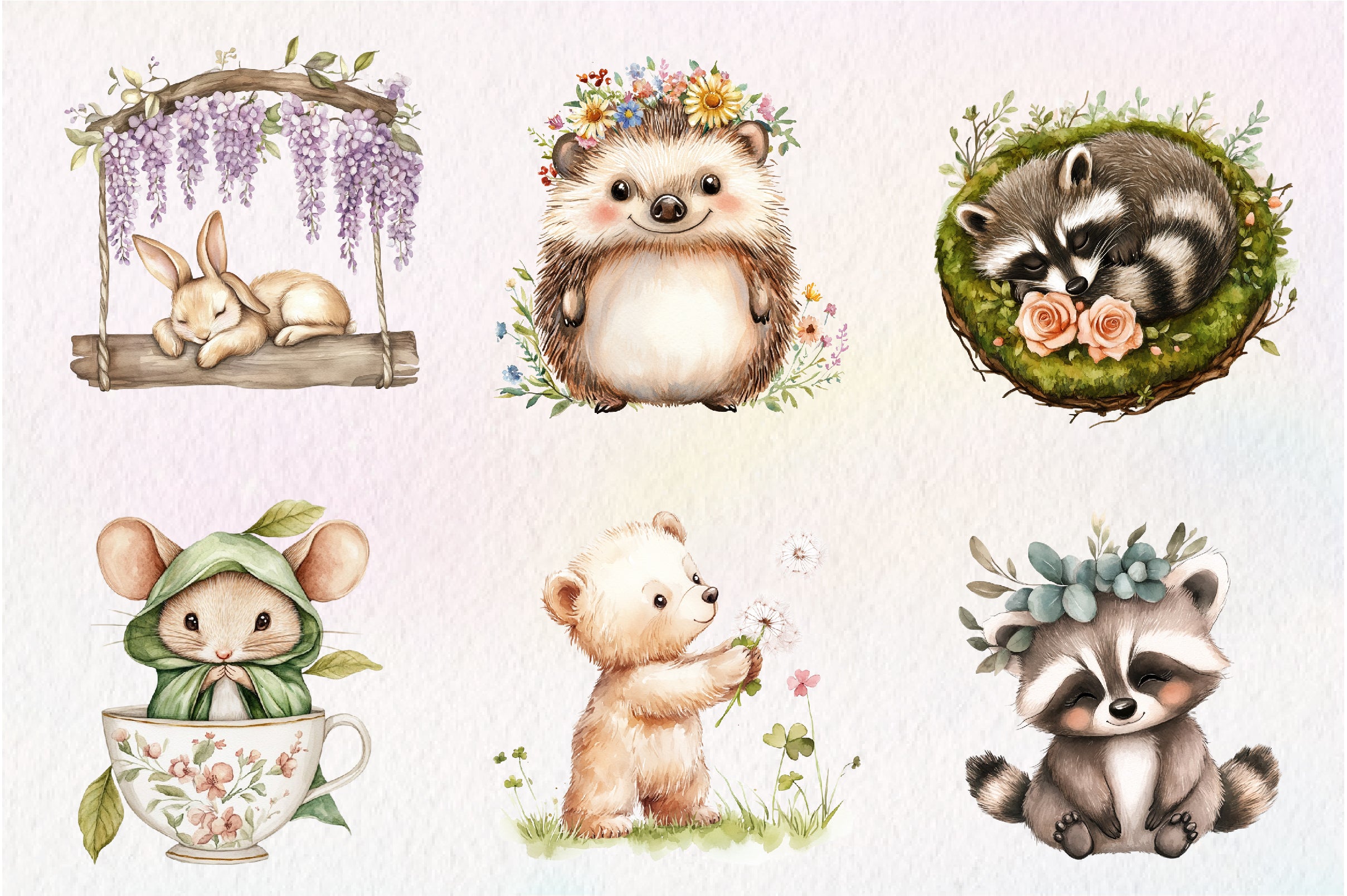 Sweet Woodland Floral Animal Creatures Clipart Bundle - CraftNest - Digital Crafting and Art