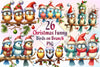 Christmas Funny Birds On Branch Clipart Bundle 2