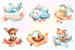 Airplane Cute Animals Clipart Bundle - CraftNest - Digital Crafting and Art