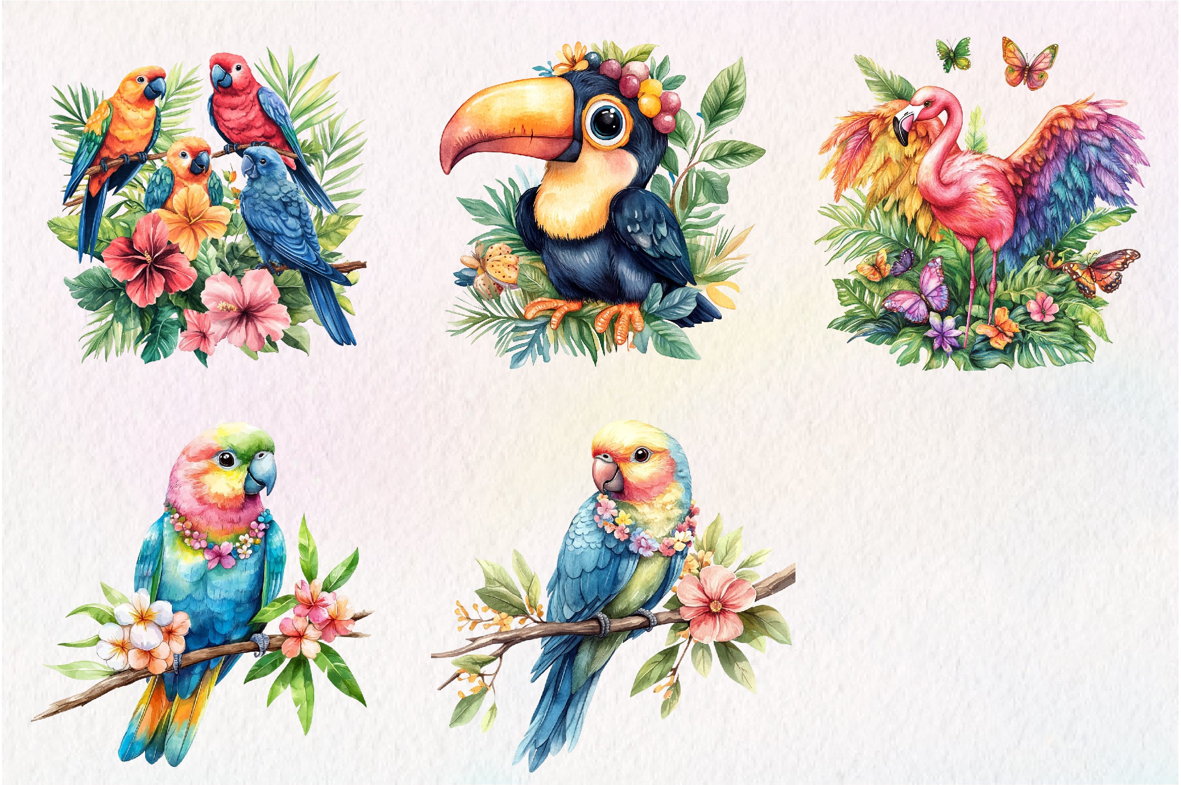 Tropical Bird Jungle Bird Clipart Bundle - CraftNest - Digital Crafting and Art