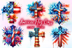 USA American Flag Cross Clipart Bundle - CraftNest - Digital Crafting and Art