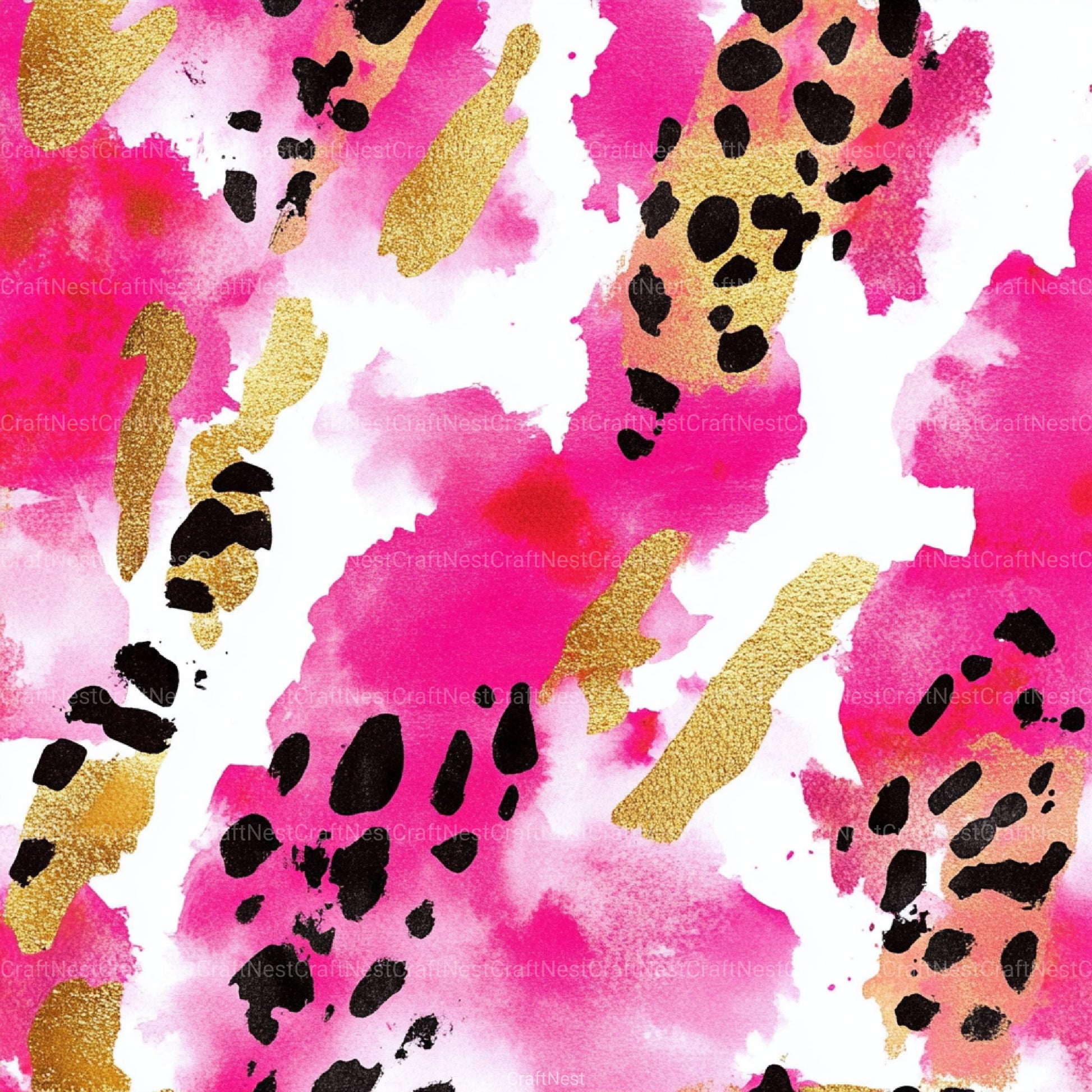 Pink and Gold Leopard Digital Paper 44 - CraftNest - Digital Crafting and Art