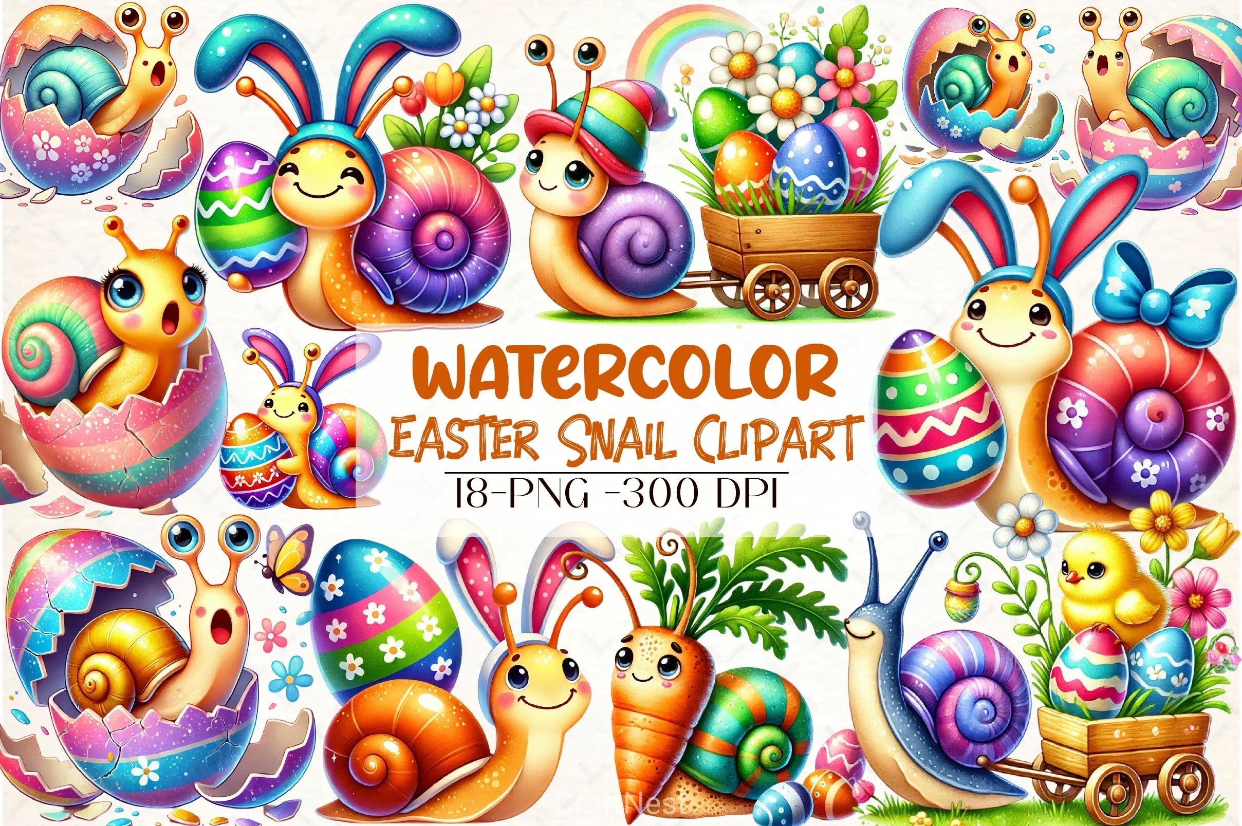 Easter Snail Clipart Bundle - CraftNest - Digital Crafting and Art