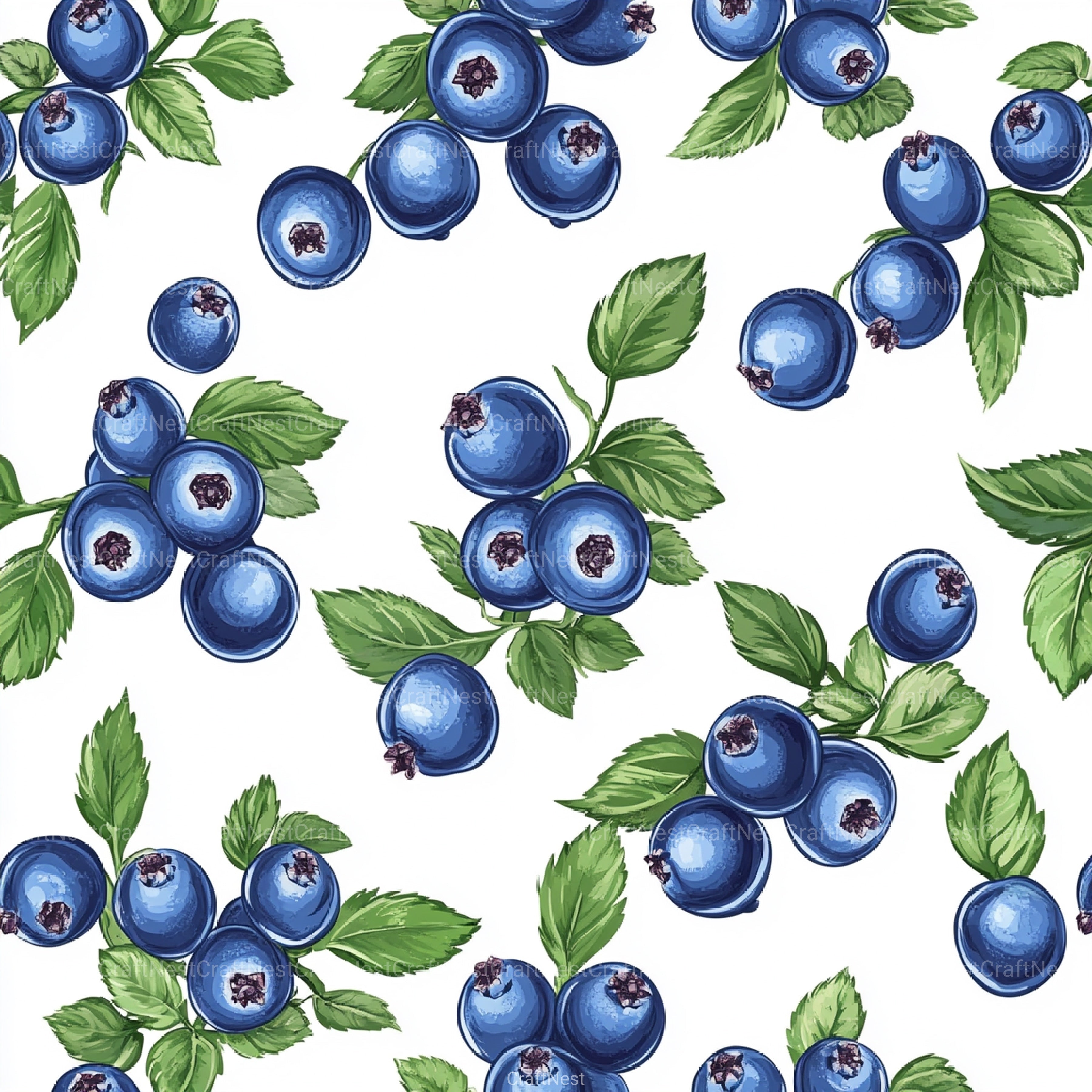 Blueberry Seamless Pattern Papers Digital - CraftNest - Digital Crafting and Art