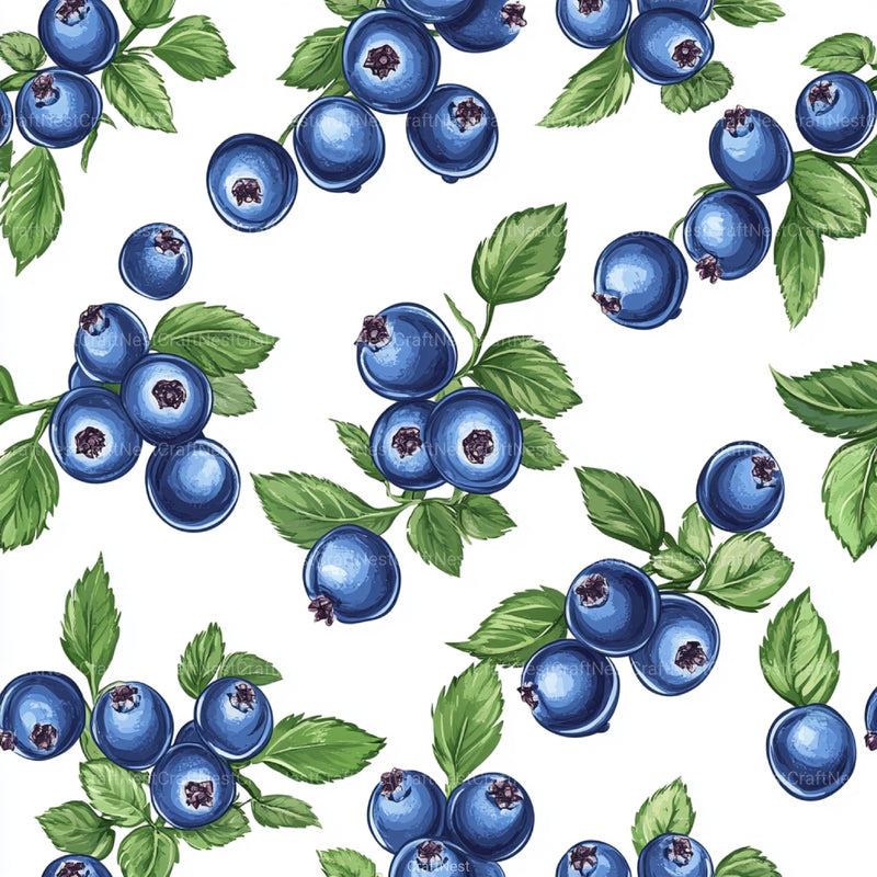 Blueberry Seamless Pattern Papers Digital - CraftNest - Digital Crafting and Art