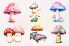 Cute Magic Fairy Mushroom Clipart Bundle - CraftNest - Digital Crafting and Art