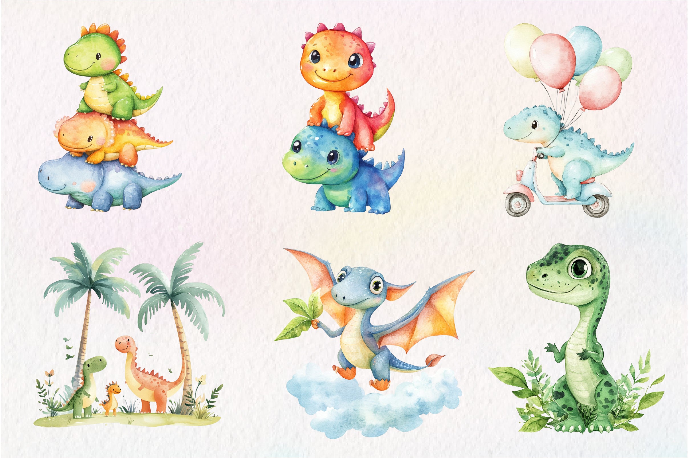 Prehistoric Cute Dinosaur Clipart Bundle - CraftNest - Digital Crafting and Art