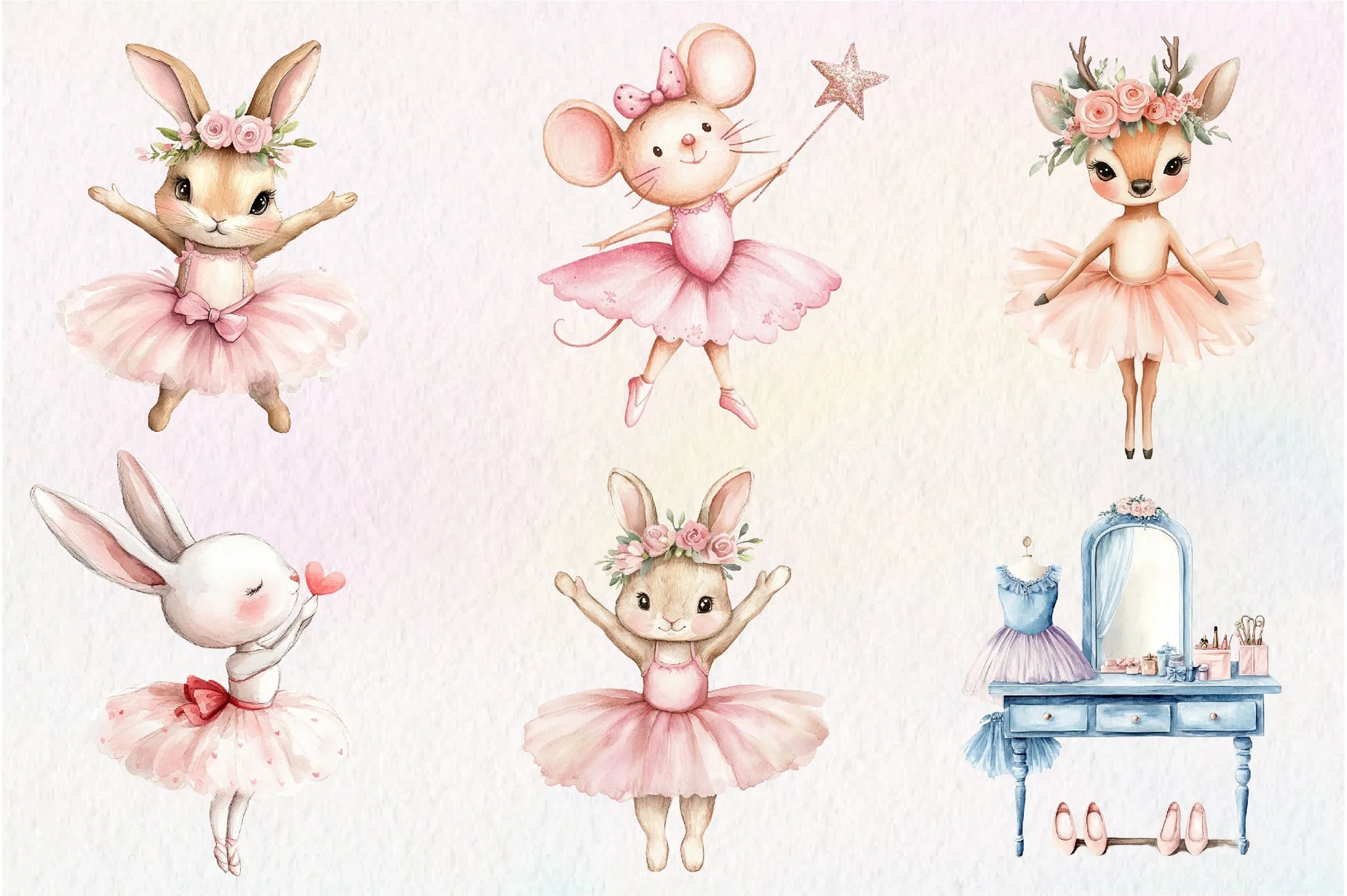 Cute Pink Ballerina Animals Clipart Bundle - CraftNest - Digital Crafting and Art