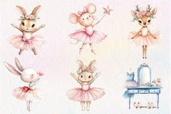 Cute Pink Ballerina Animals Clipart Bundle - CraftNest - Digital Crafting and Art