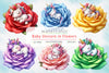 Baby Unicorn In Flowers Clipart Bundle 6
