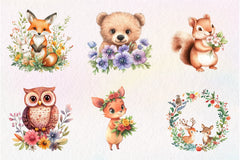 Spring Woodland Animal With Bouquet Clipart Bundle - CraftNest - Digital Crafting and Art
