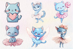 Blue Cat Ballerina Clipart Bundle - CraftNest - Digital Crafting and Art