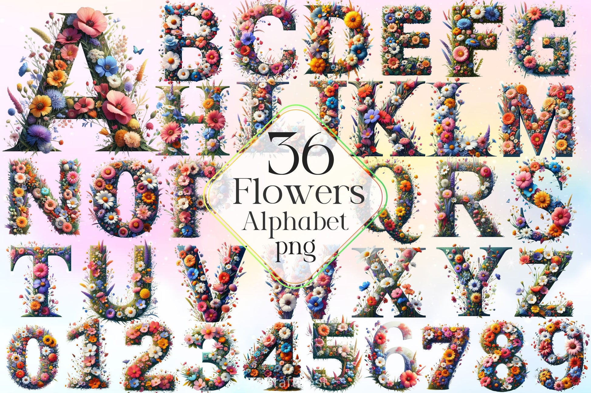 Flower Alphabet Clipart Bundle - CraftNest - Digital Crafting and Art
