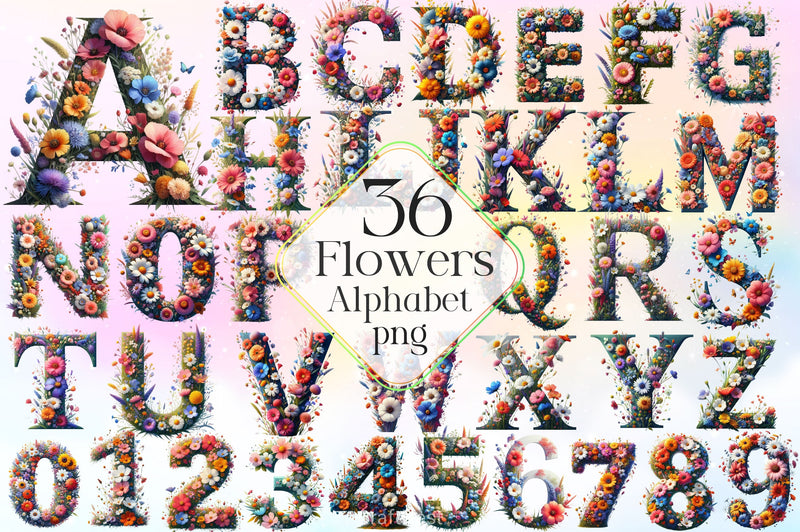 Flower Alphabet Clipart Bundle - CraftNest - Digital Crafting and Art