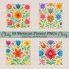 Mexican Flowers Square Clipart Bundle