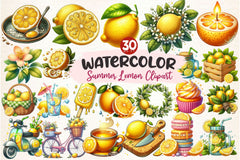 Summer Lemon Clipart Bundle - CraftNest - Digital Crafting and Art