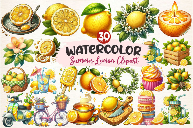 Summer Lemon Clipart Bundle - CraftNest - Digital Crafting and Art