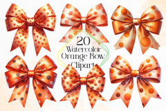 Watercolour Orange Bows Clipart Bundle - CraftNest - Digital Crafting and Art