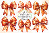 Watercolour Orange Bows Clipart Bundle