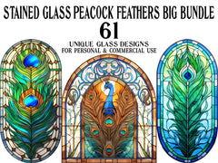 Stained Glass Peacock Feathers Clipart - CraftNest