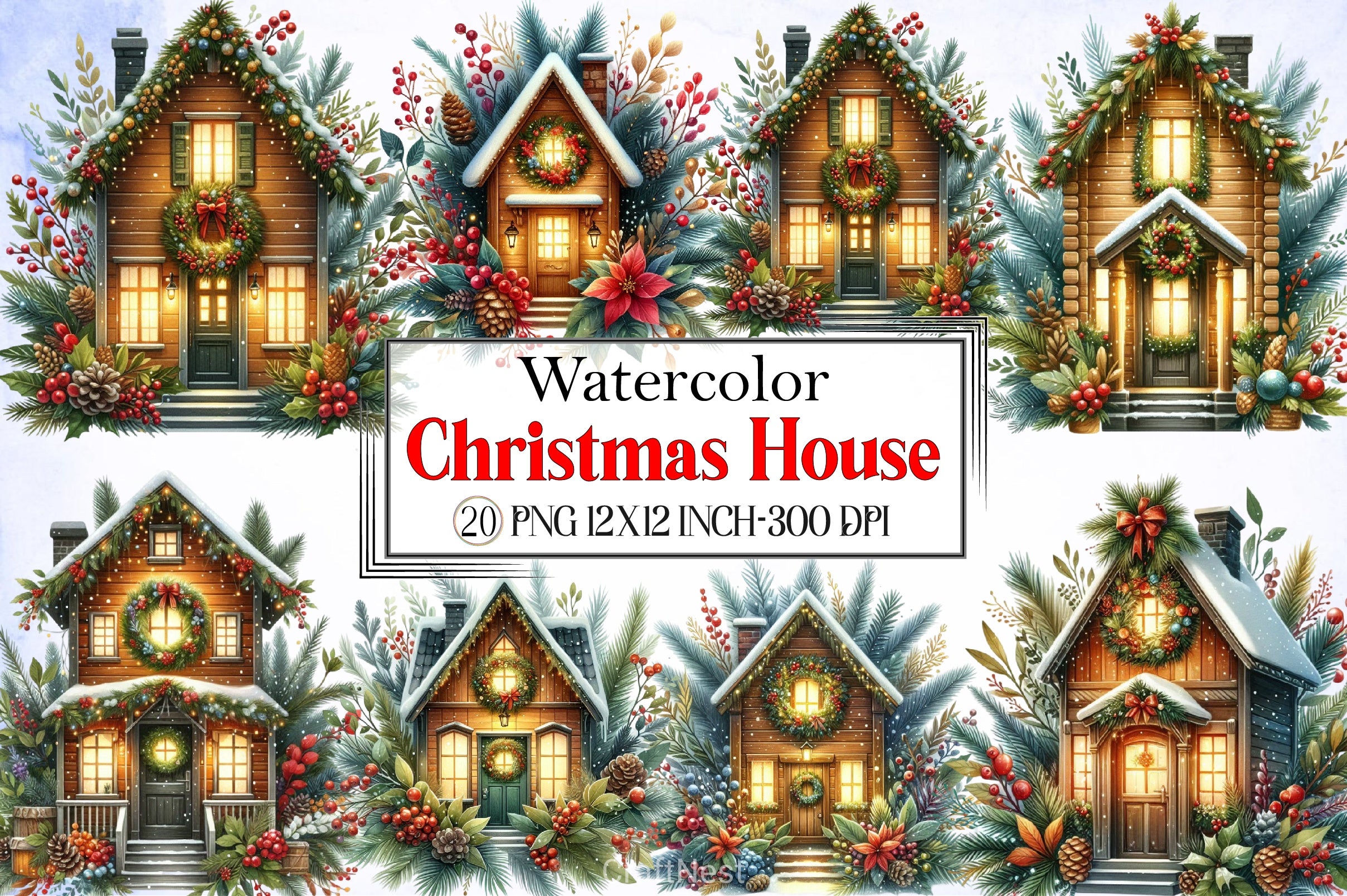 Christmas House Clipart Bundle 4 - CraftNest - Digital Crafting and Art