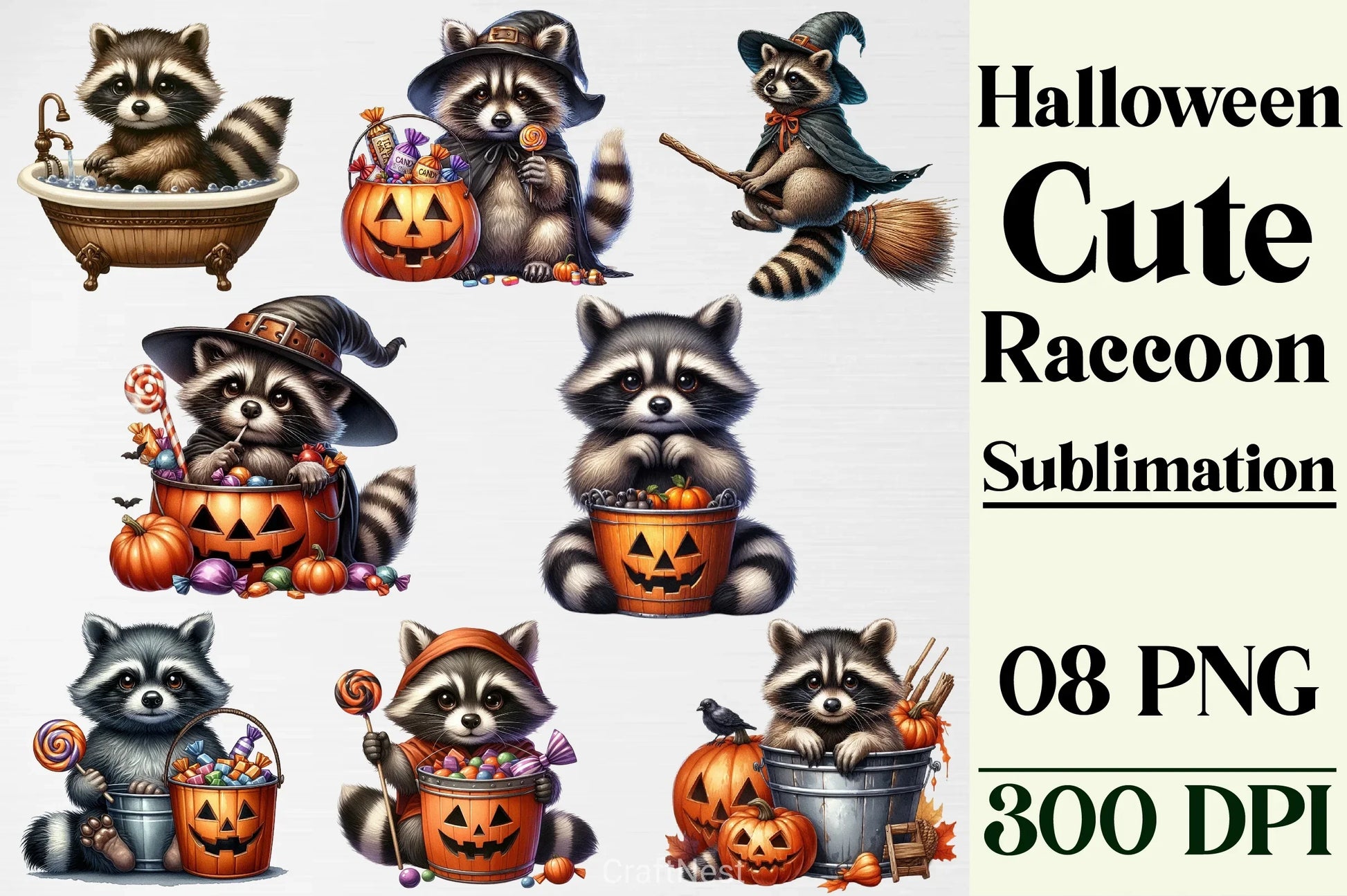 Halloween Raccoon Clipart Bundle 10 - CraftNest - Digital Crafting and Art