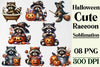 Halloween Raccoon Clipart Bundle