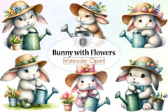 Bunny Flowers Clipart Bundle - CraftNest - Digital Crafting and Art