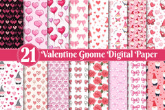 Valentine Gnome Digital Paper - CraftNest - Digital Crafting and Art