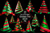 Red Green Ribbon Christmas Tree Clipart Bundle