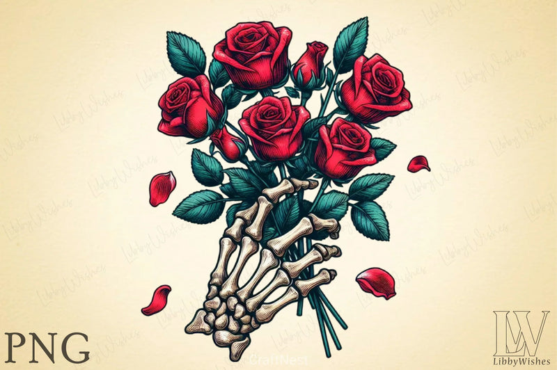 Roses Bouquet Skeleton Hand Clipart Bundle 1 - CraftNest - Digital Crafting and Art